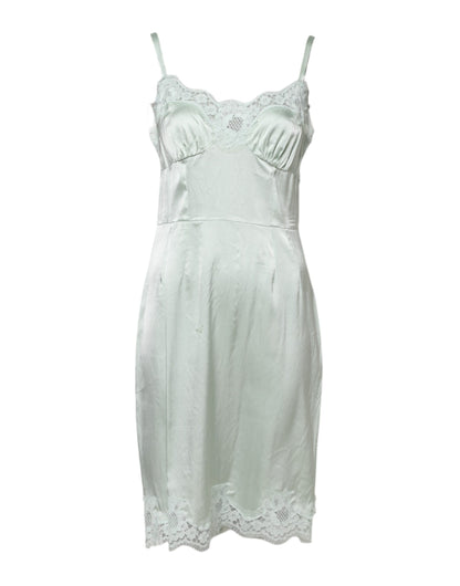 White Lace Full Slip Silk Sleepwear Dress
