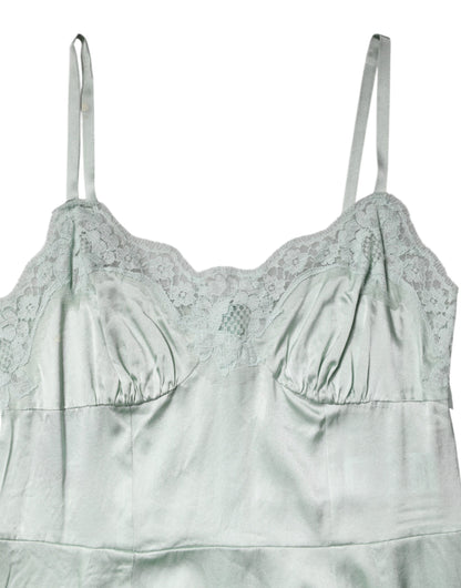 White Lace Full Slip Silk Sleepwear Dress