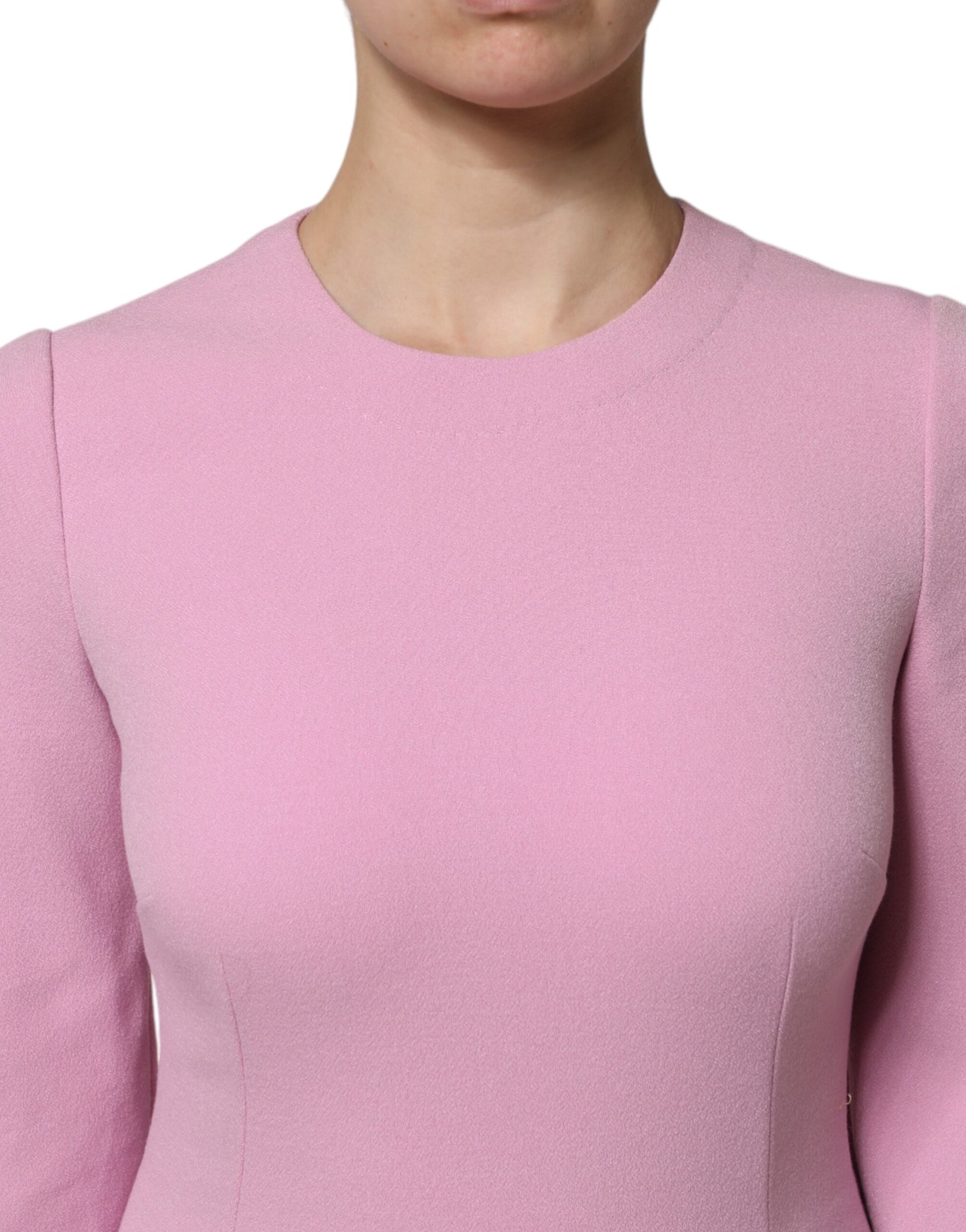 Pink Polyester Long Sleeves Sheath Mini Dress