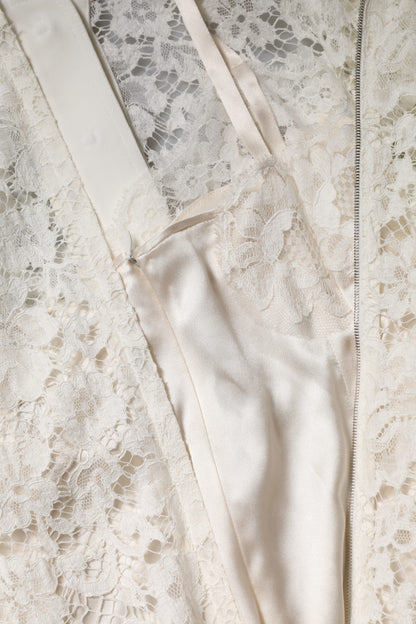 White Floral Lace Long Sleeves A-line Dress