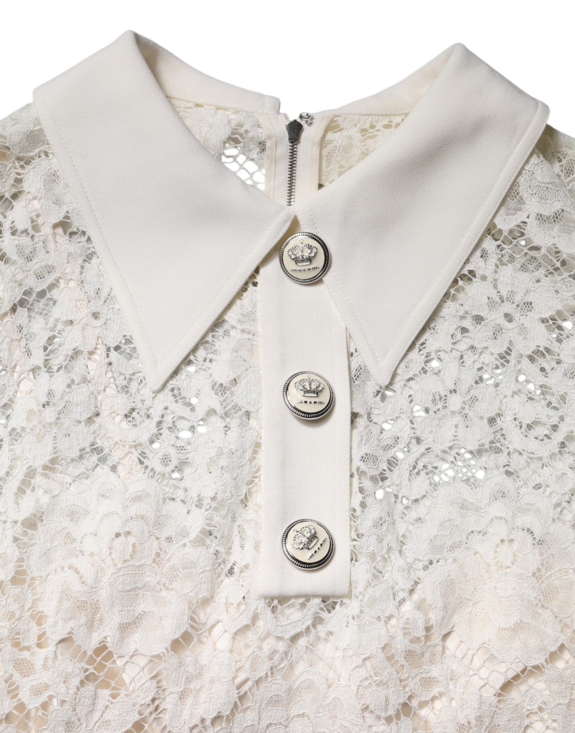 White Floral Lace Long Sleeves A-line Dress