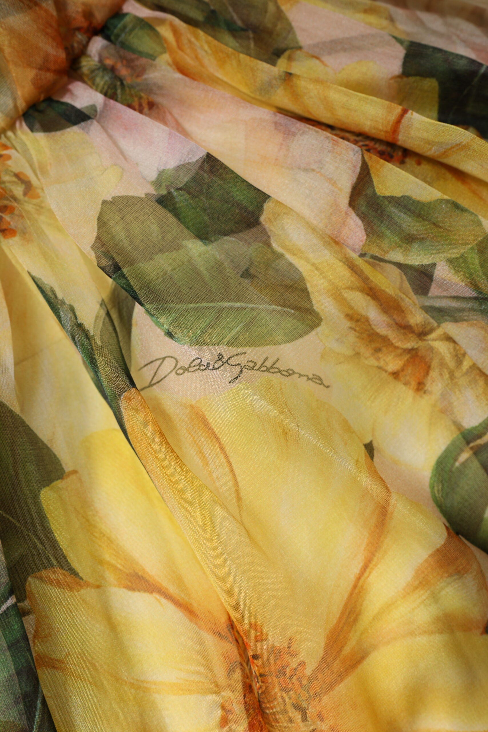 Yellow Floral Print Long Sleeves Maxi Dress