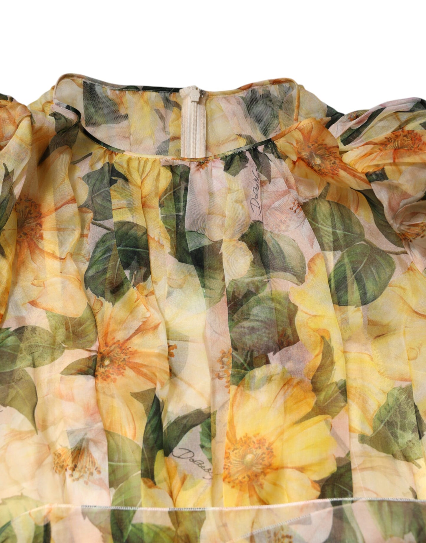 Yellow Floral Print Long Sleeves Maxi Dress