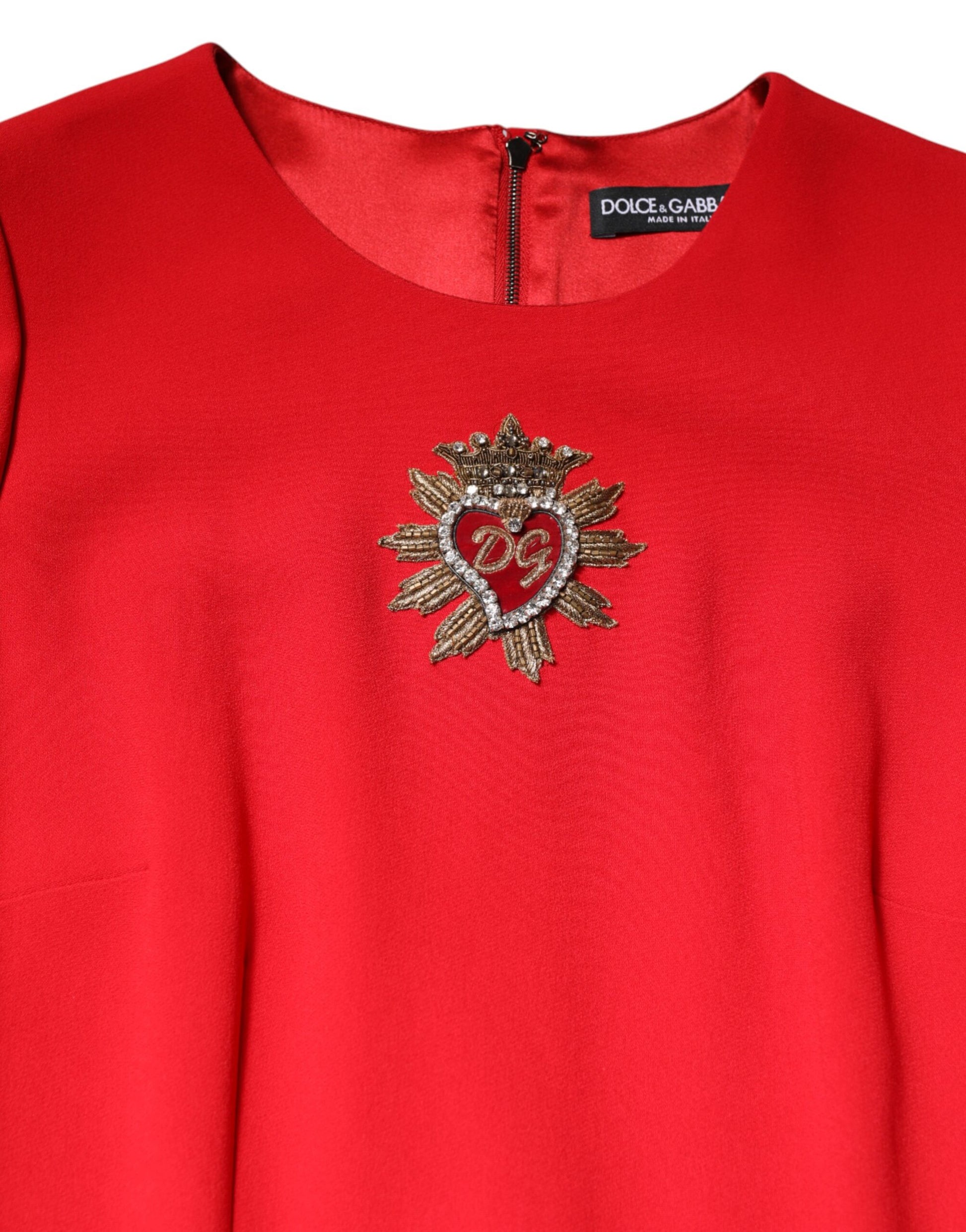 Red Sacred Heart Long Sleeves Sheath Dress