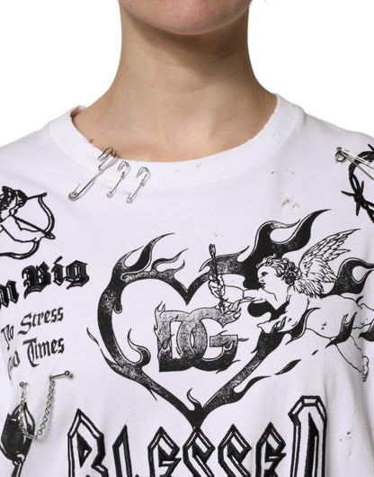 White Cotton DG BLESSED Printed T-shirt