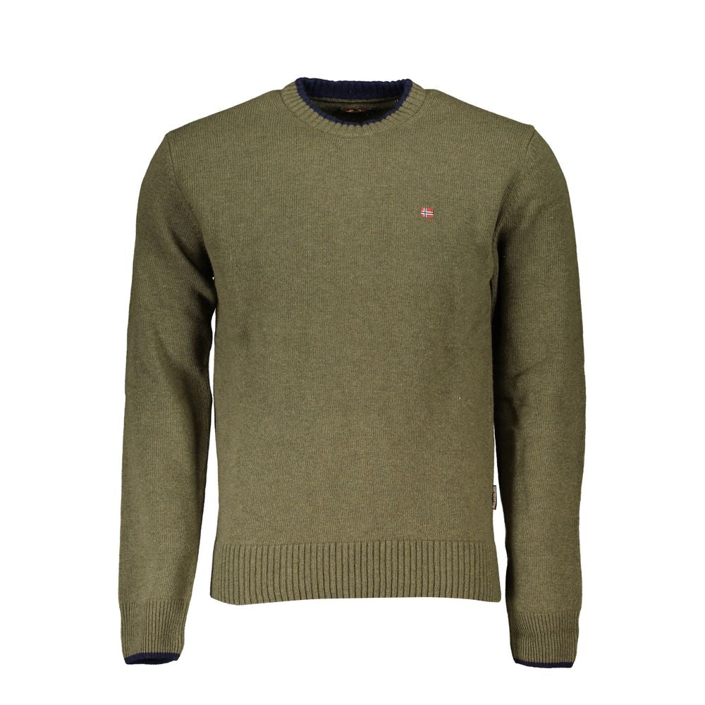 Suéter de tela verde para hombre