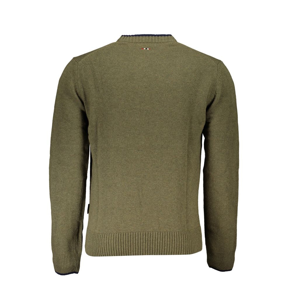 Suéter de tela verde para hombre