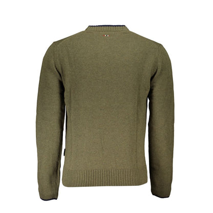 Suéter de tela verde para hombre