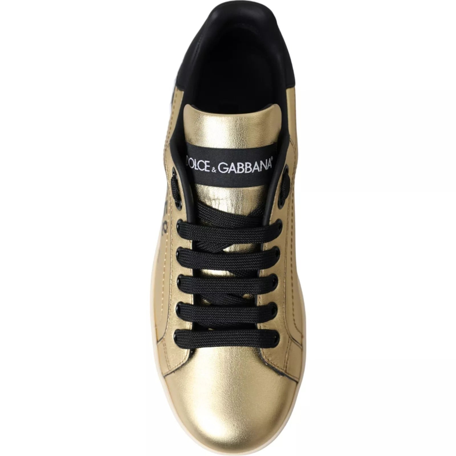 Gold Portofino Calf Leather Low Top Sneakers Shoes