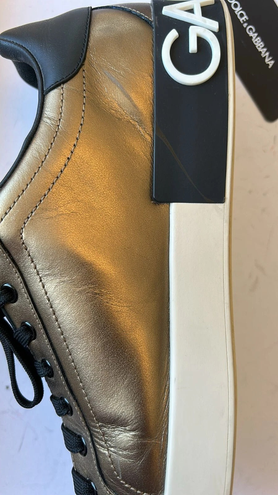 Gold Portofino Calf Leather Low Top Sneakers Shoes