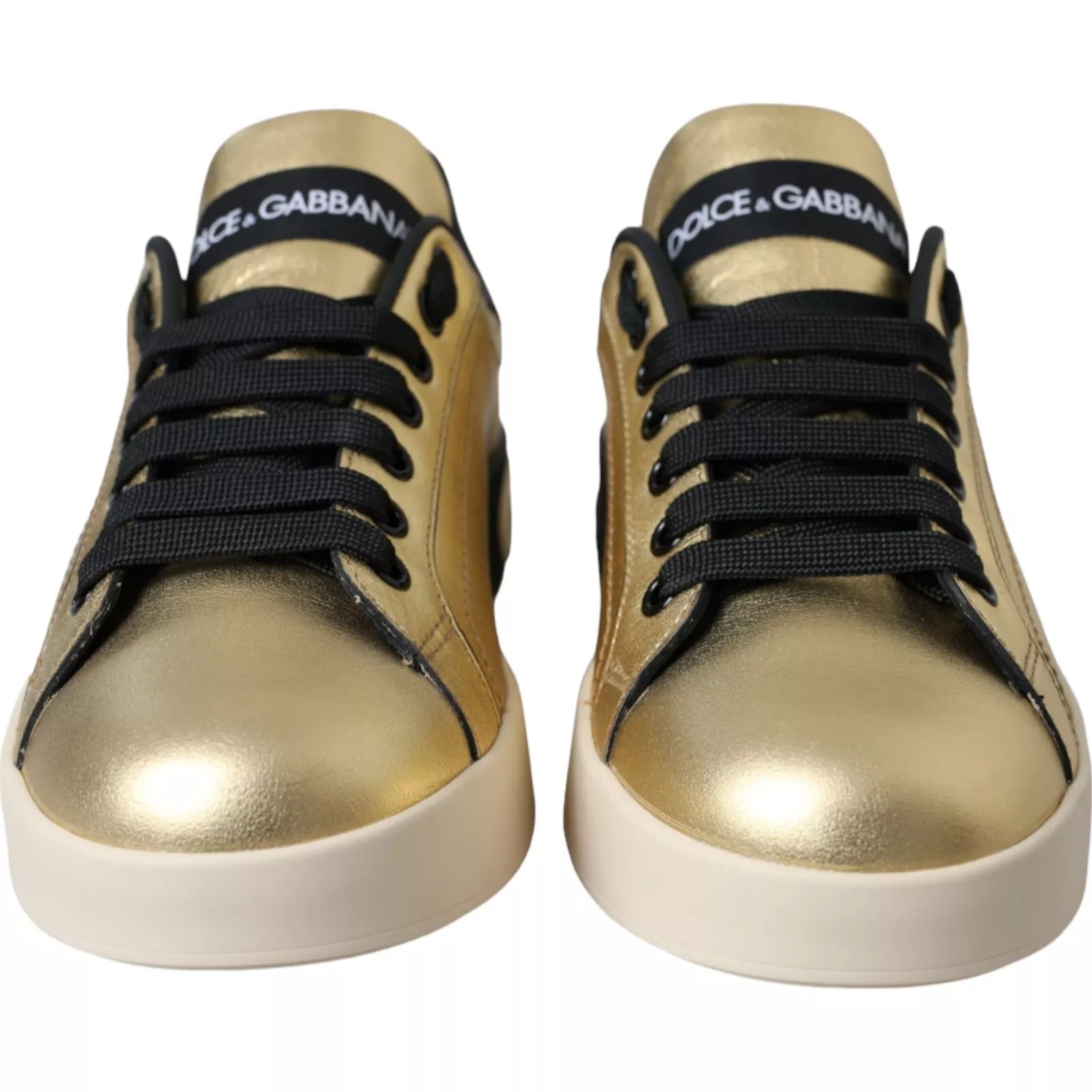 Gold Portofino Calf Leather Low Top Sneakers Shoes