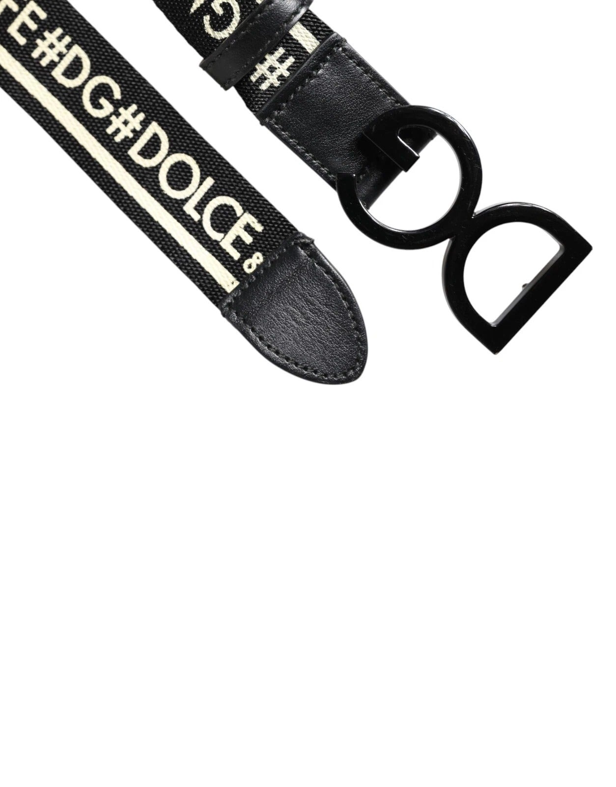 Black White Print Metal DG Logo Buckle Belt