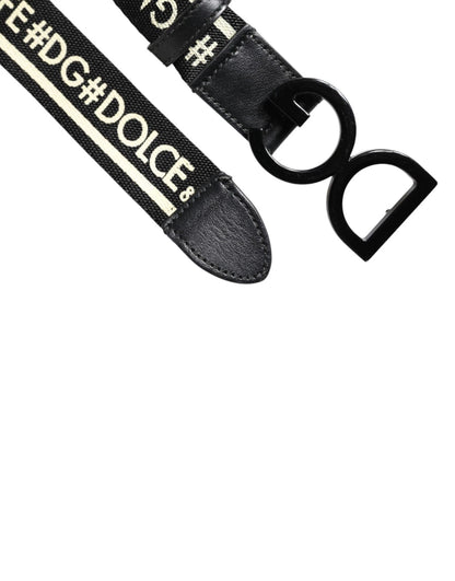 Black White Print Metal DG Logo Buckle Belt