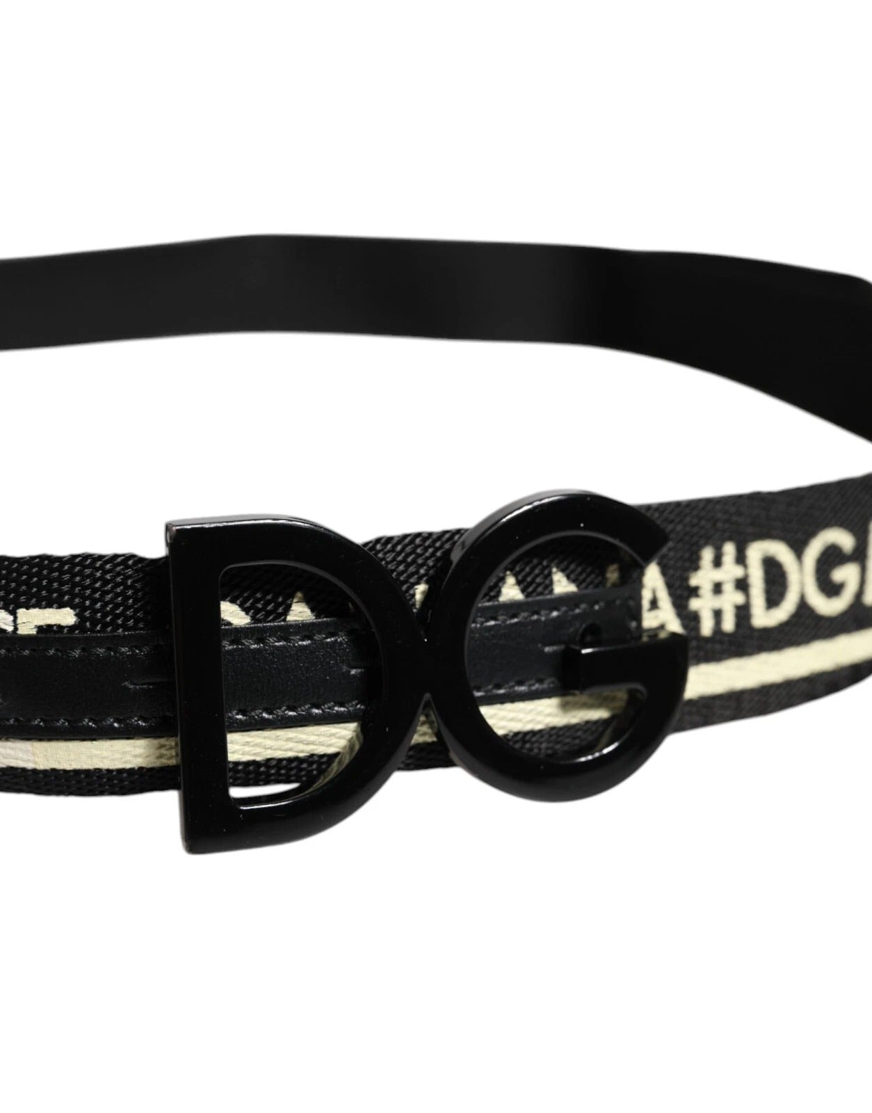 Black White Print Metal DG Logo Buckle Belt