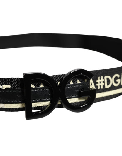 Black White Print Metal DG Logo Buckle Belt