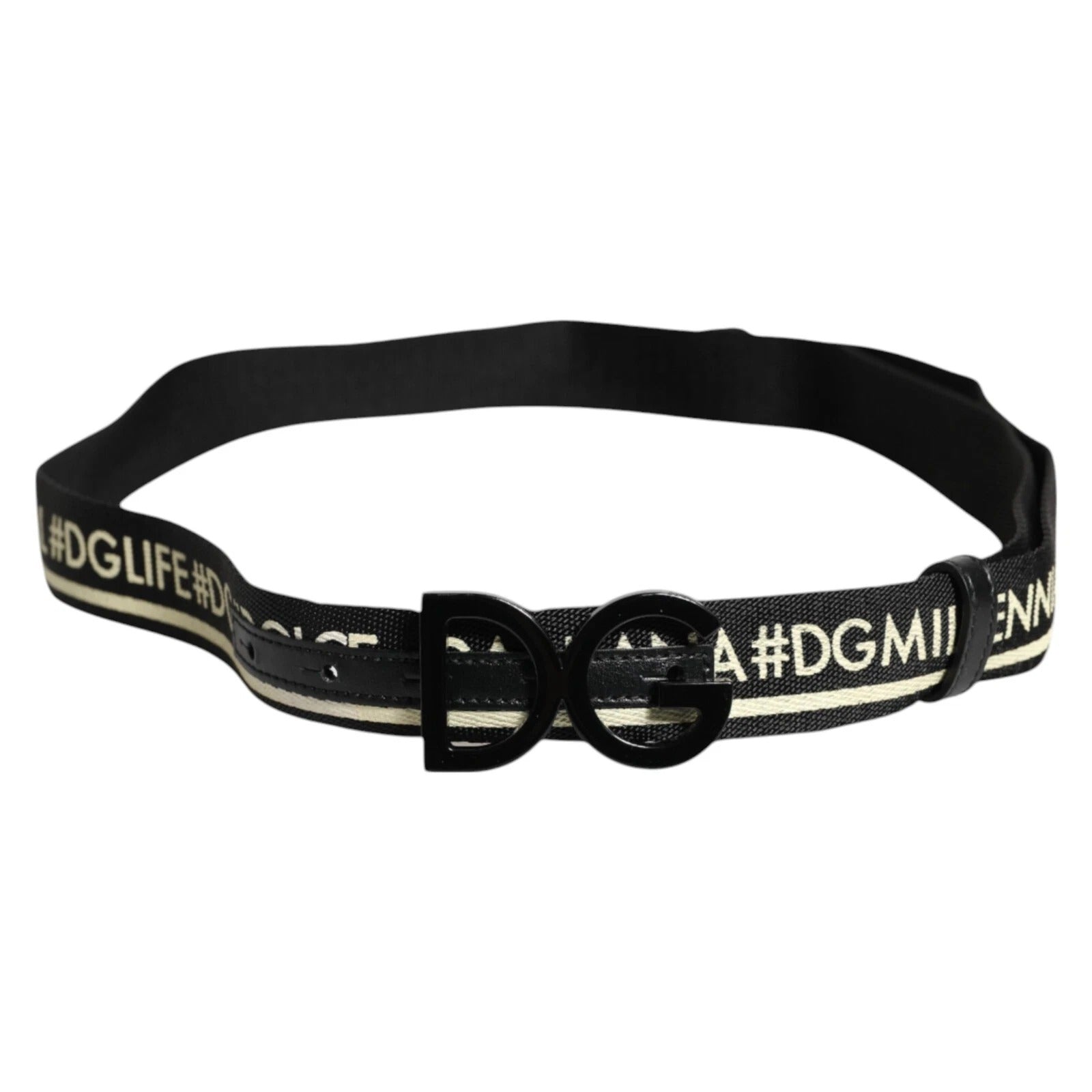 Black White Print Metal DG Logo Buckle Belt