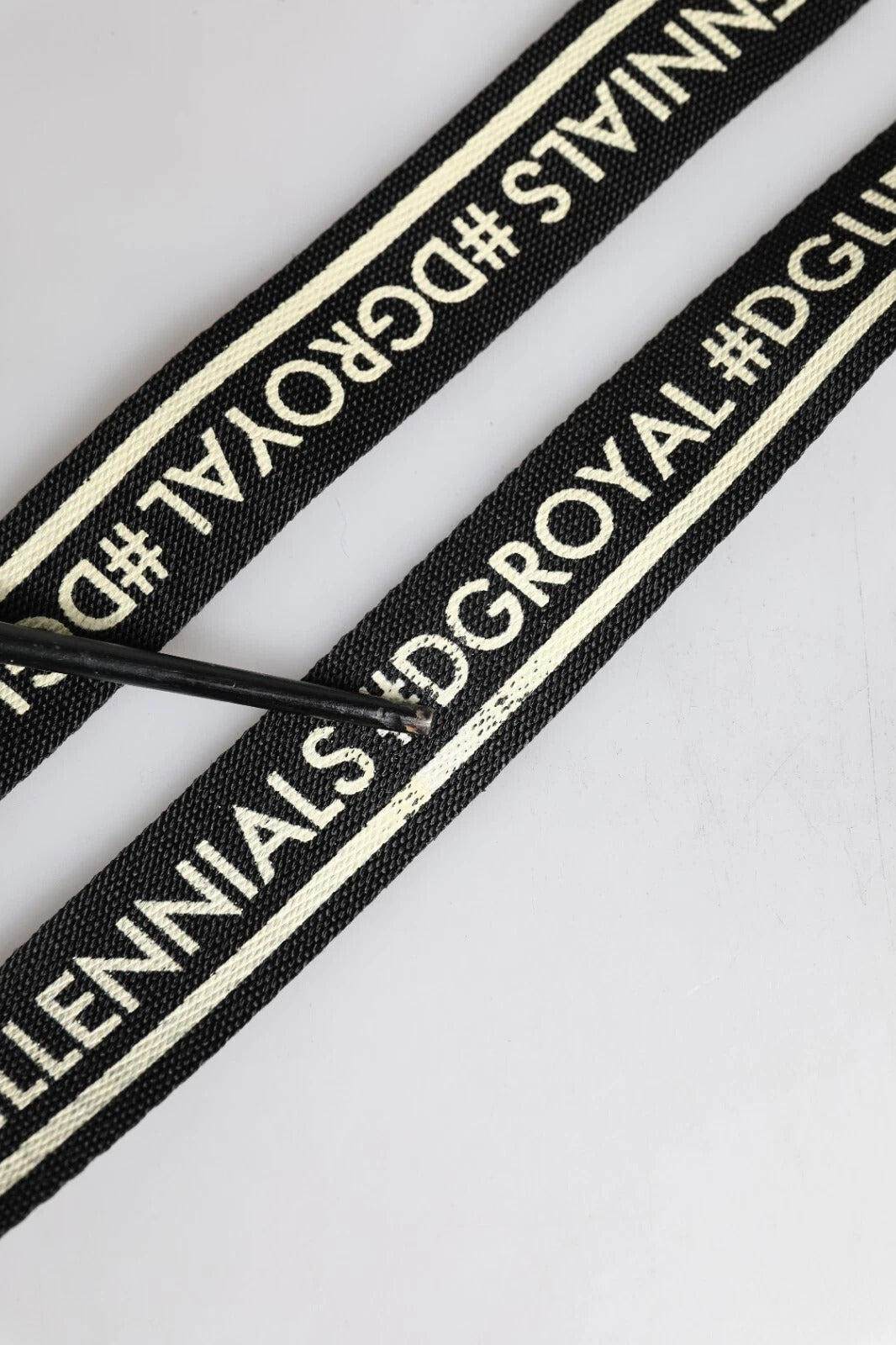 Black White Print Metal DG Logo Buckle Belt