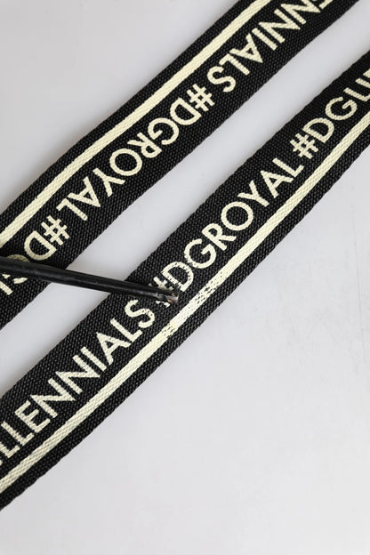Black White Print Metal DG Logo Buckle Belt