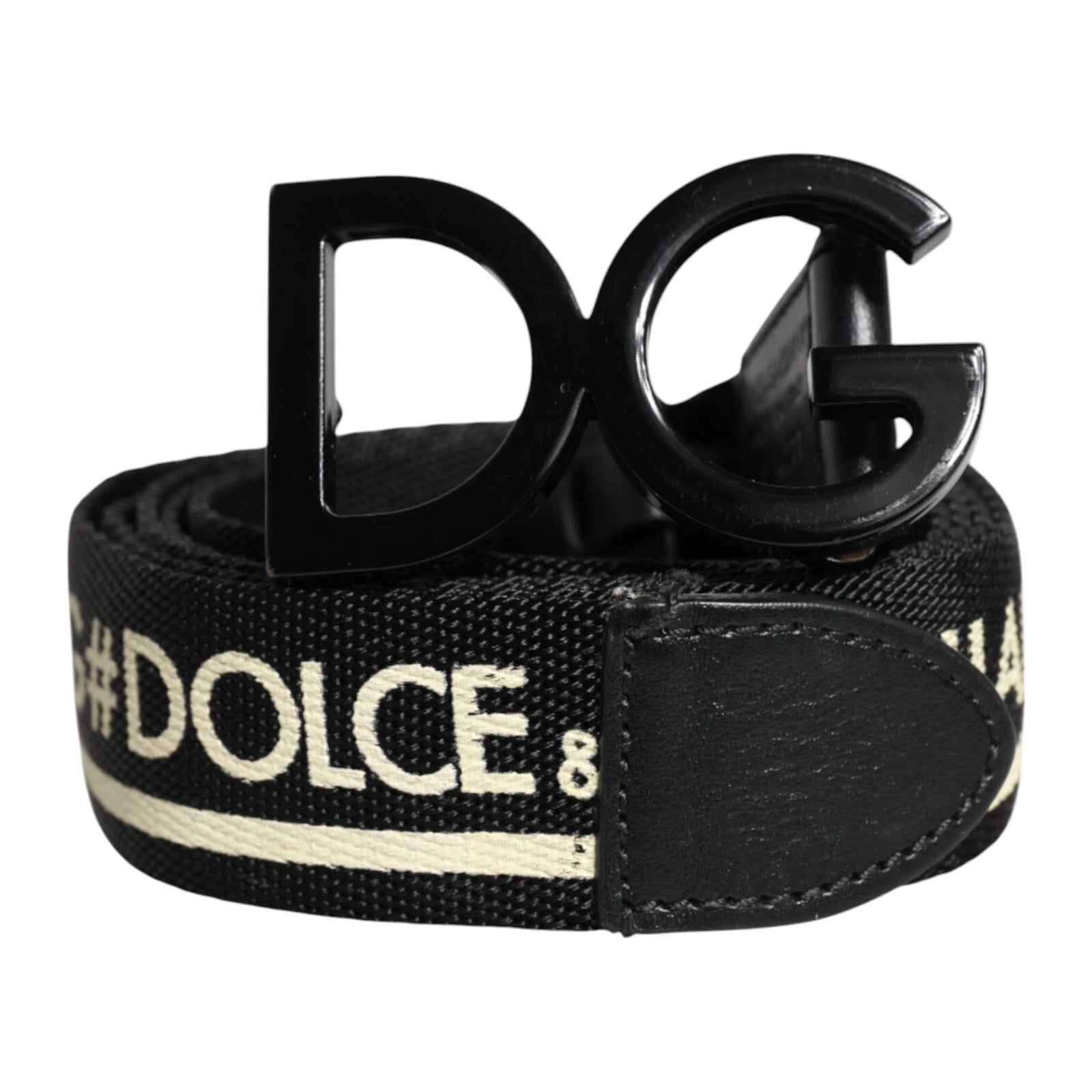 Black White Print Metal DG Logo Buckle Belt