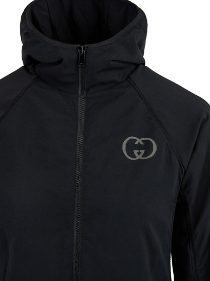 Black Polyamide Hoodie Sweatshirt