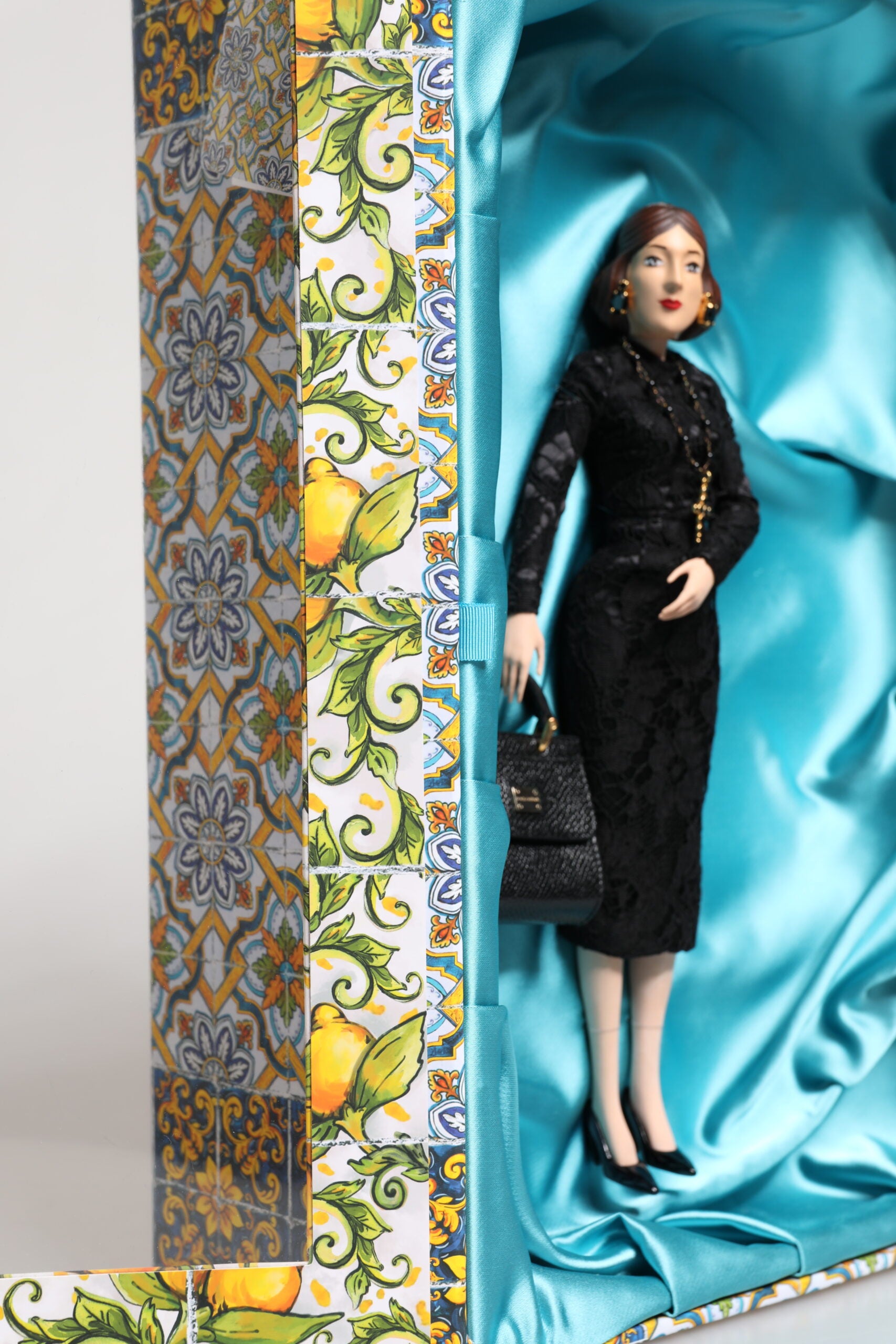 Black Dress MARIA Porcelain Fashion Show Leather Sicily Dolls