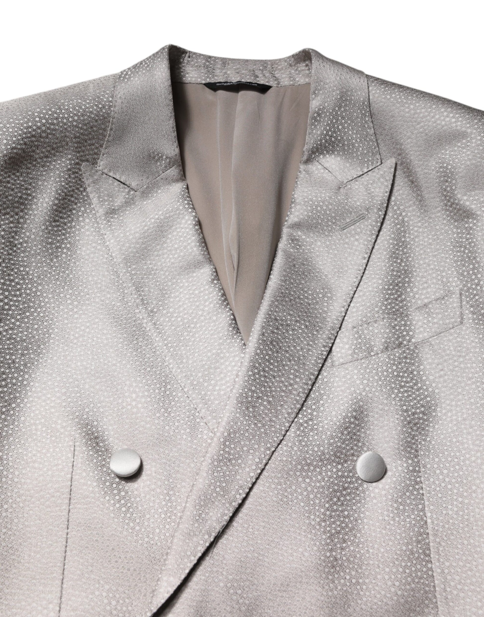 Light Gray Jacquard Silk Dotted 2 Piece Suit