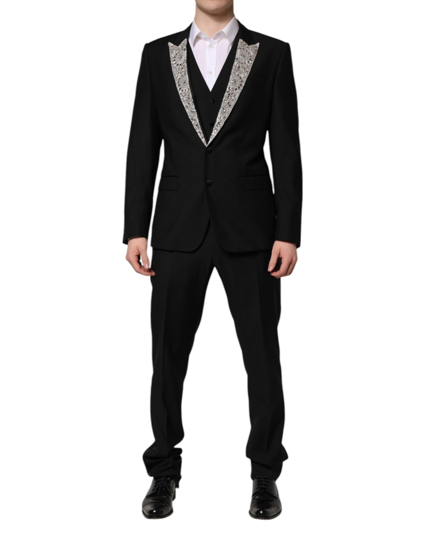 Black MARTINI Crystal Embellished 3 Pc Suit