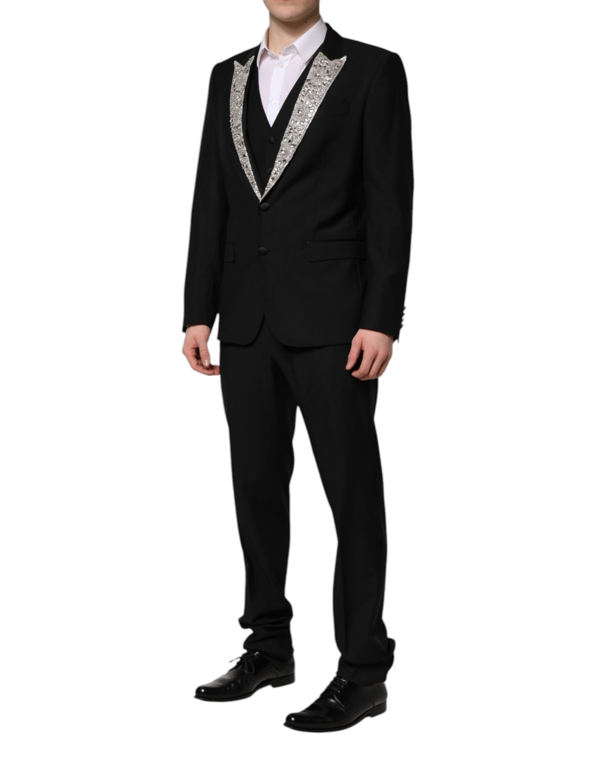 Black MARTINI Crystal Embellished 3 Pc Suit