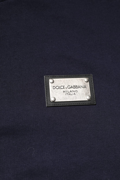 Dark Blue Logo Crew Neck Pullover Sweater