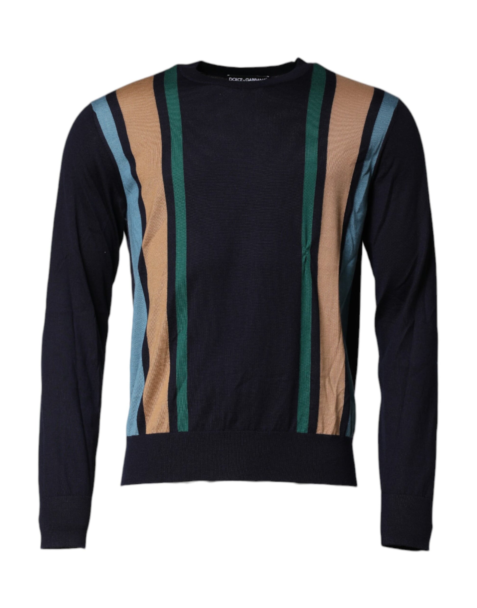 Jersey de rayas multicolor con cuello redondo