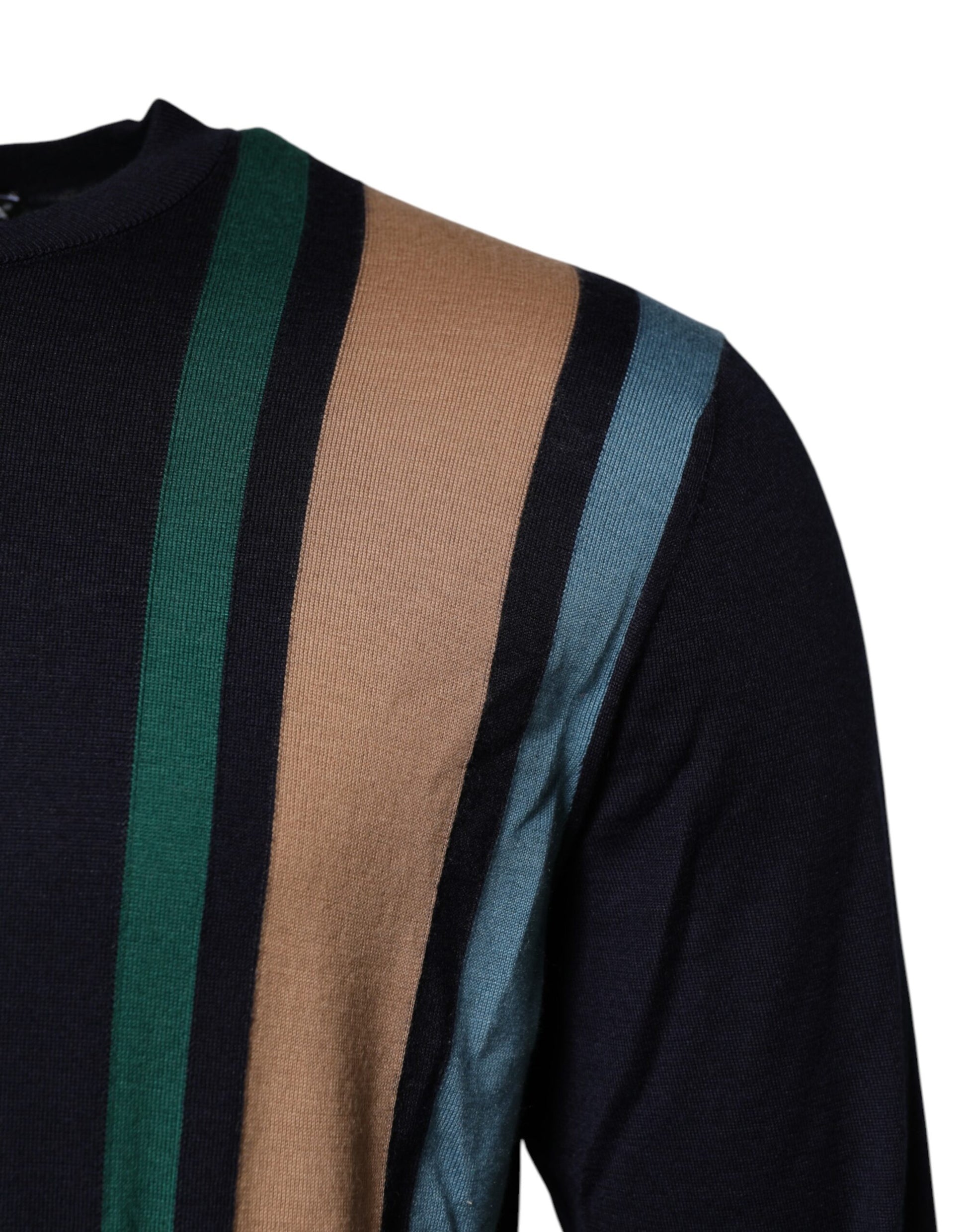 Jersey de rayas multicolor con cuello redondo