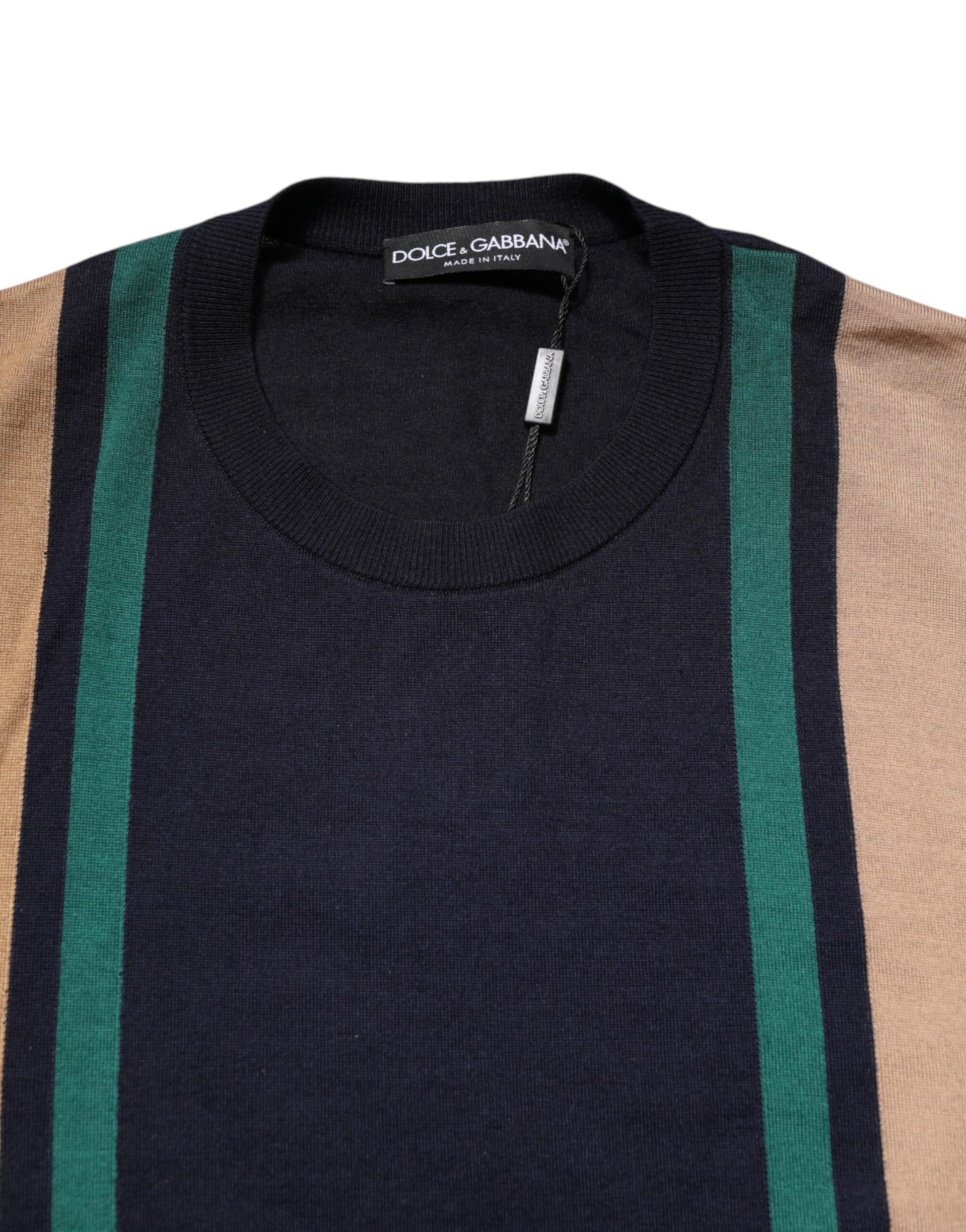 Jersey de rayas multicolor con cuello redondo
