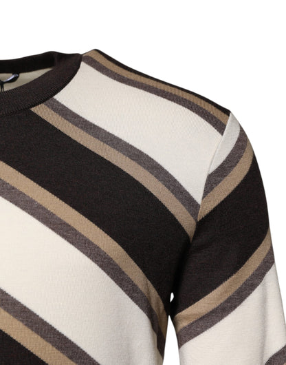 Jersey de rayas multicolor con cuello redondo