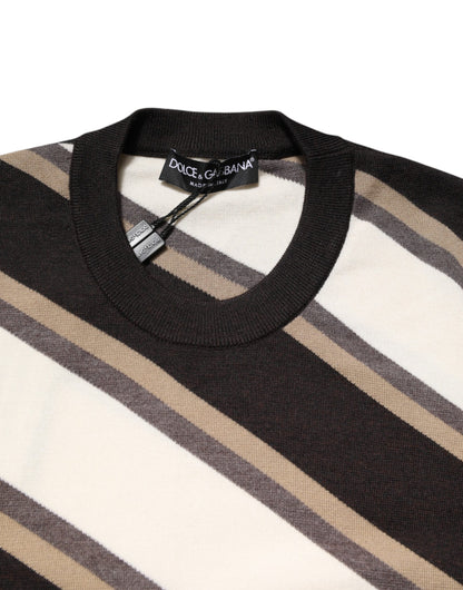 Jersey de rayas multicolor con cuello redondo