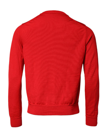 Red Eye Print Crew Neck Men Pullover Sweater