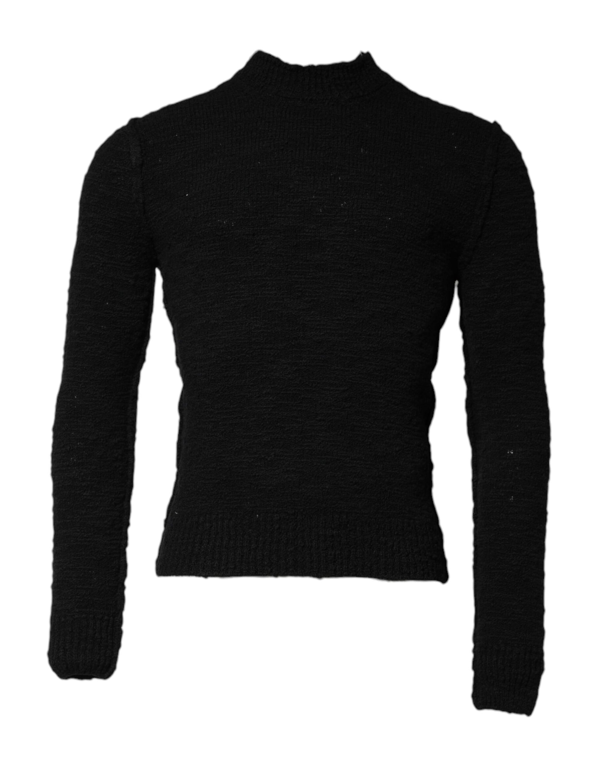 Jersey de punto de lana negro con cuello redondo