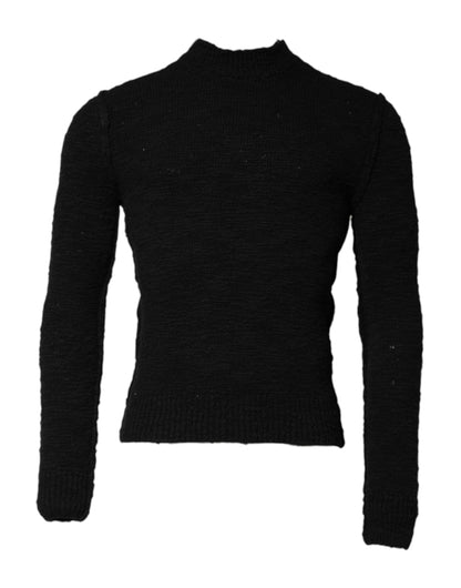 Jersey de punto de lana negro con cuello redondo