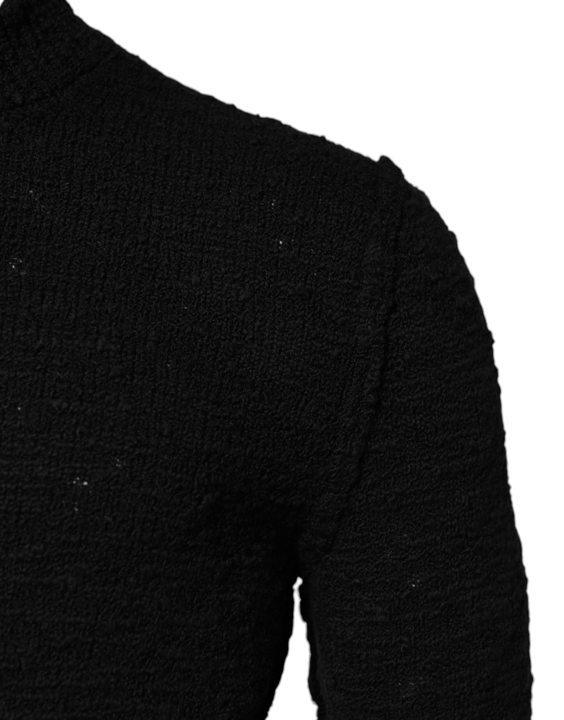 Jersey de punto de lana negro con cuello redondo
