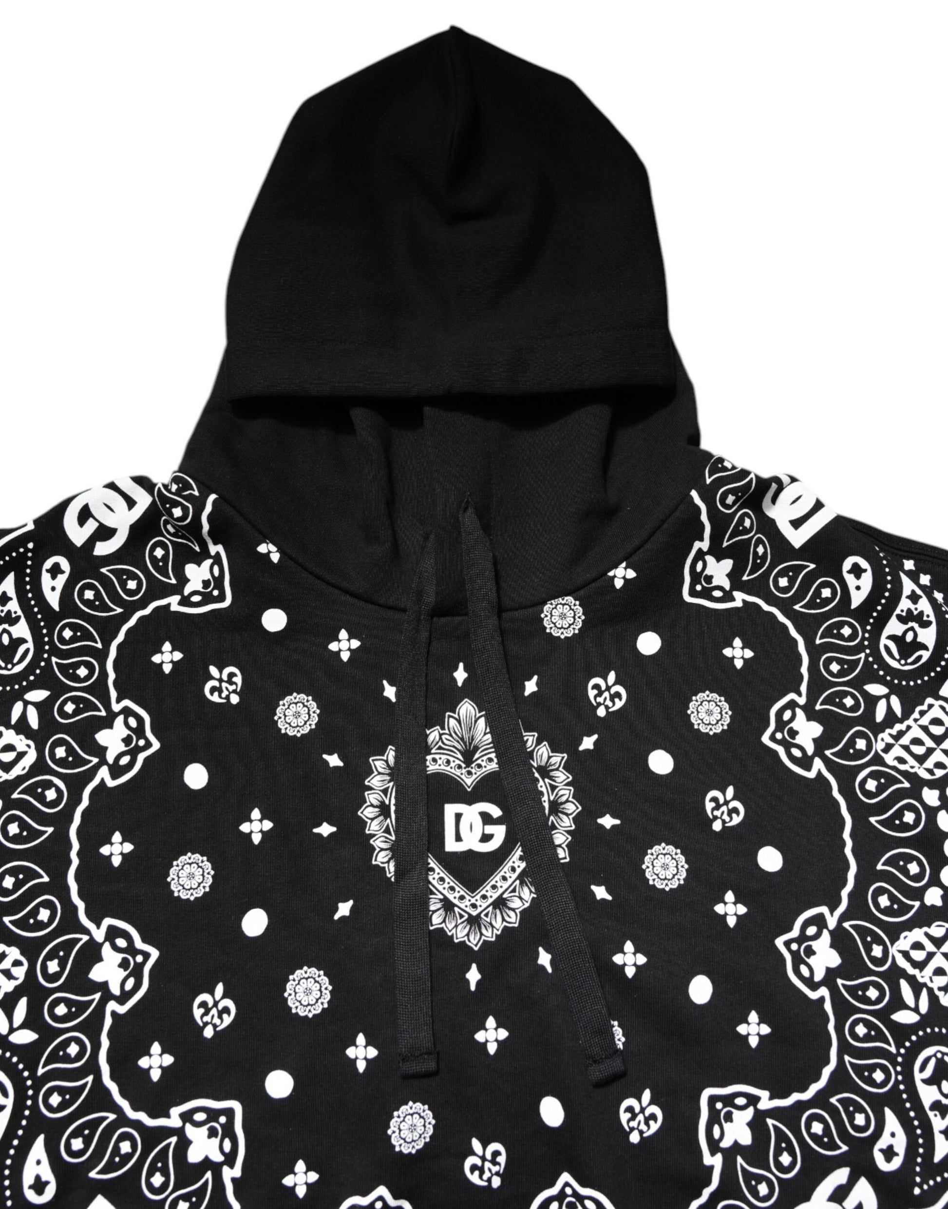 Black Bandana Hooded Sweatshirt Sweater