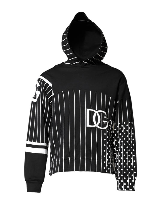 Black White Stripe Hooded Sweatshirt Sweater