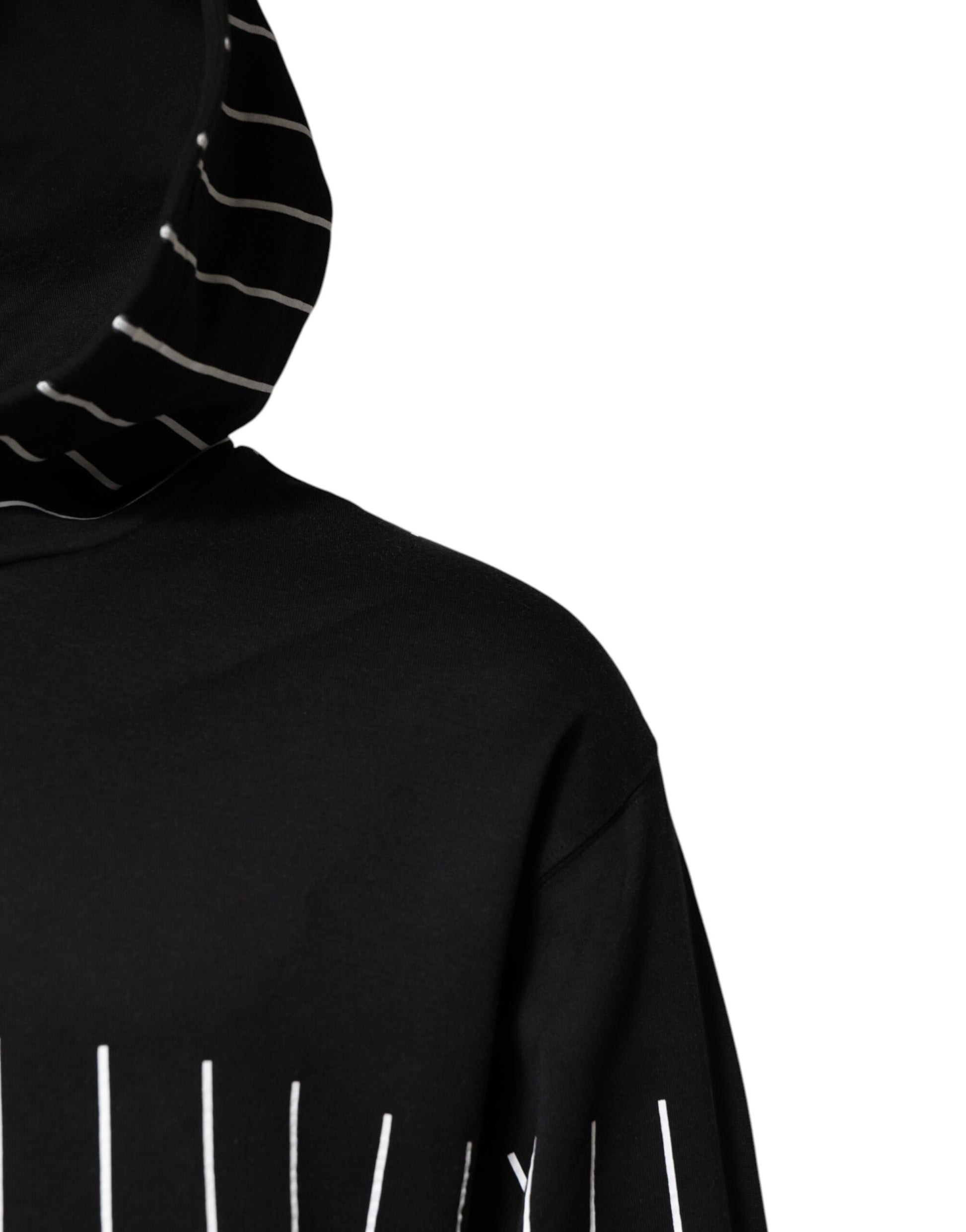 Black White Stripe Hooded Sweatshirt Sweater