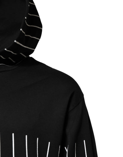 Black White Stripe Hooded Sweatshirt Sweater