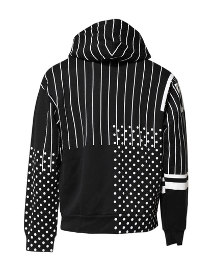 Black White Stripe Hooded Sweatshirt Sweater