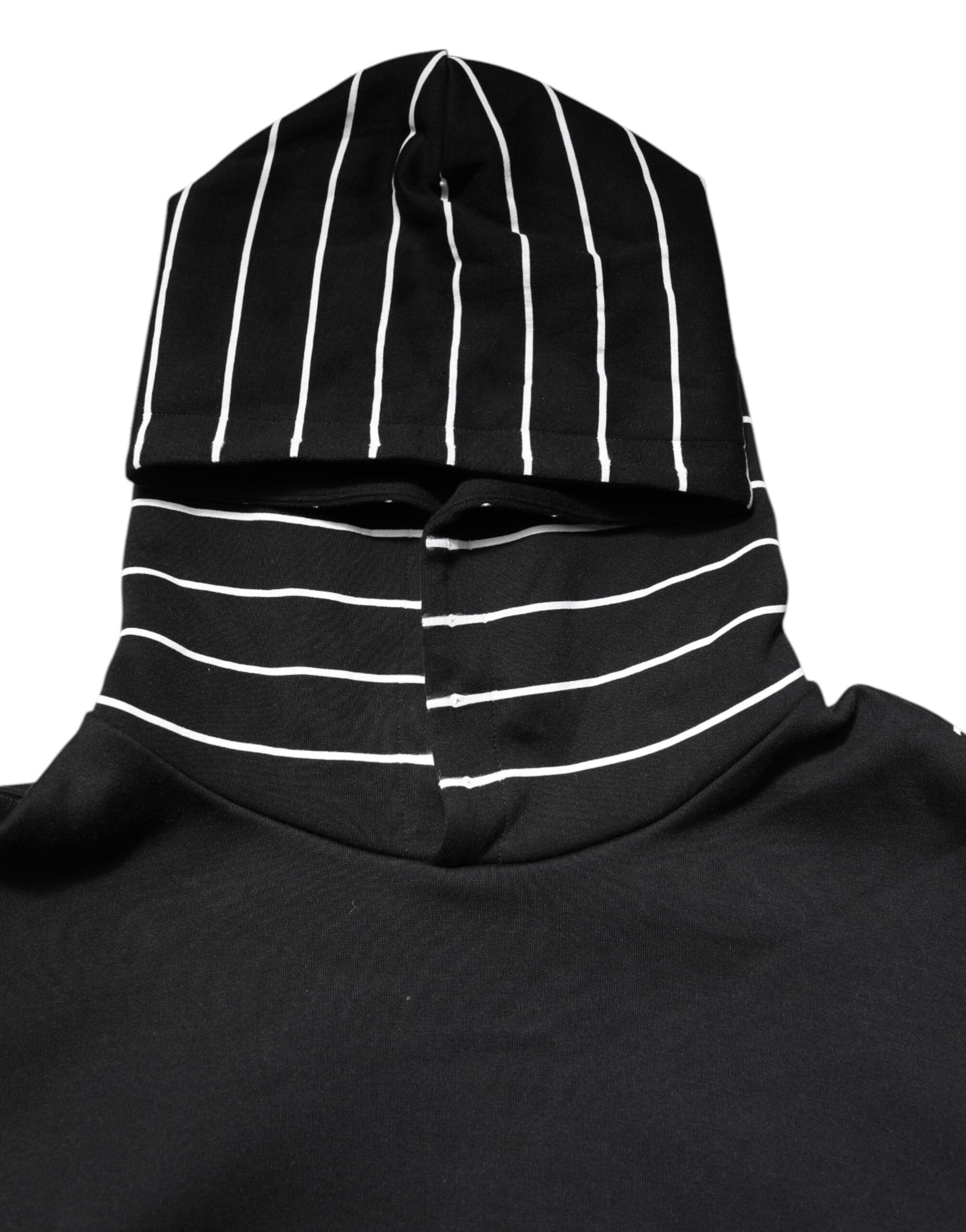 Black White Stripe Hooded Sweatshirt Sweater