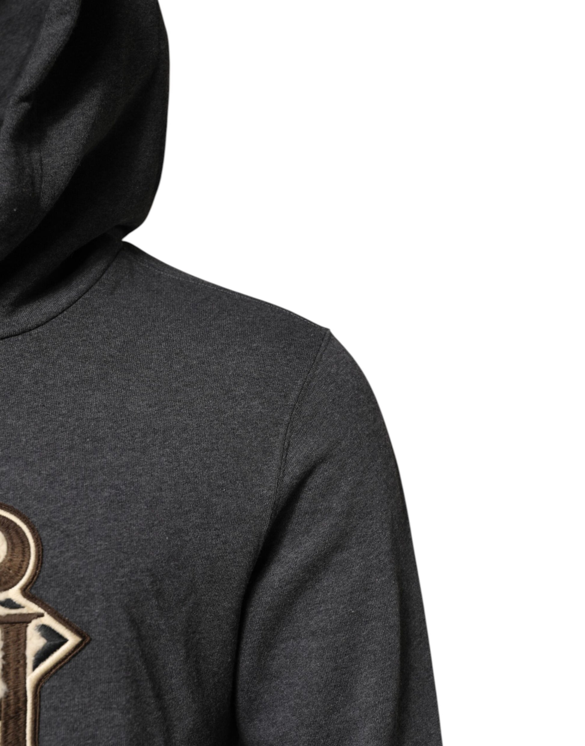 Gray Logo Patch Hooded Sweatshirt Sweater