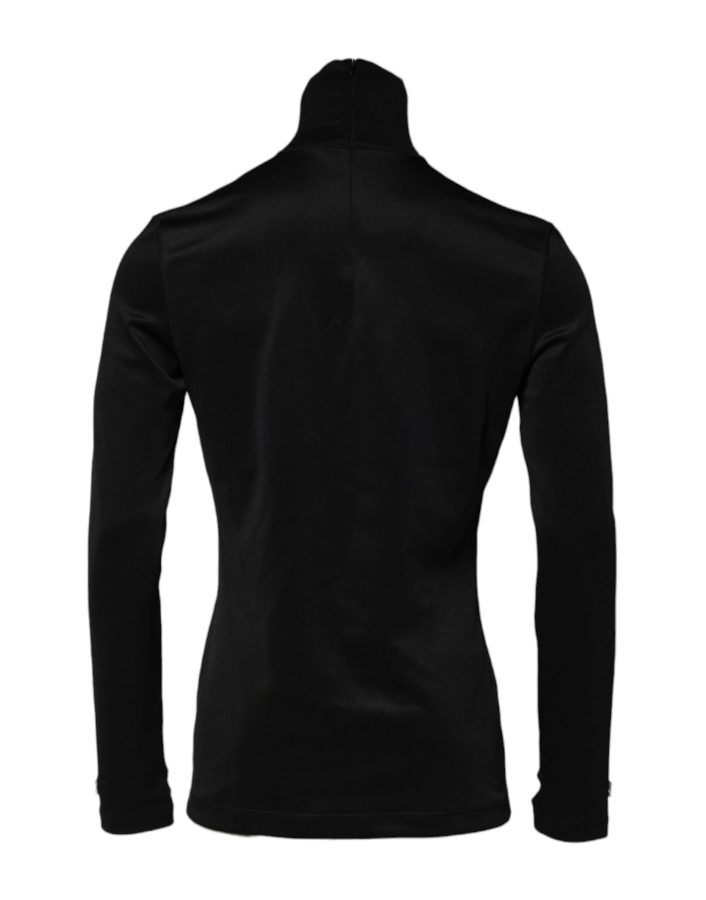 Black Polyester Turtleneck Pullover Sweater
