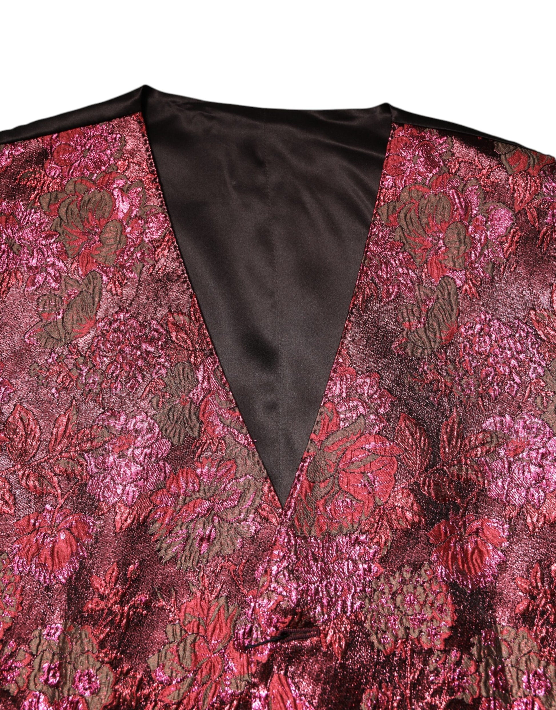 Red Floral Brocade Formal Men Waistcoat Vest