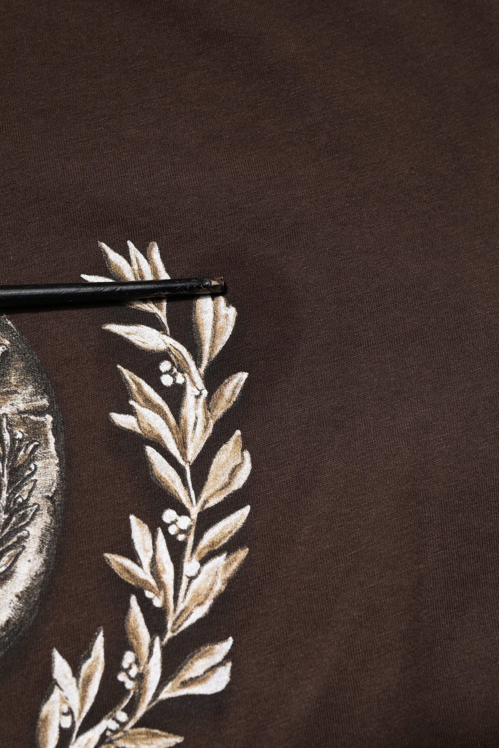 Brown Cotton Graphic Print Crew Neck T-shirt