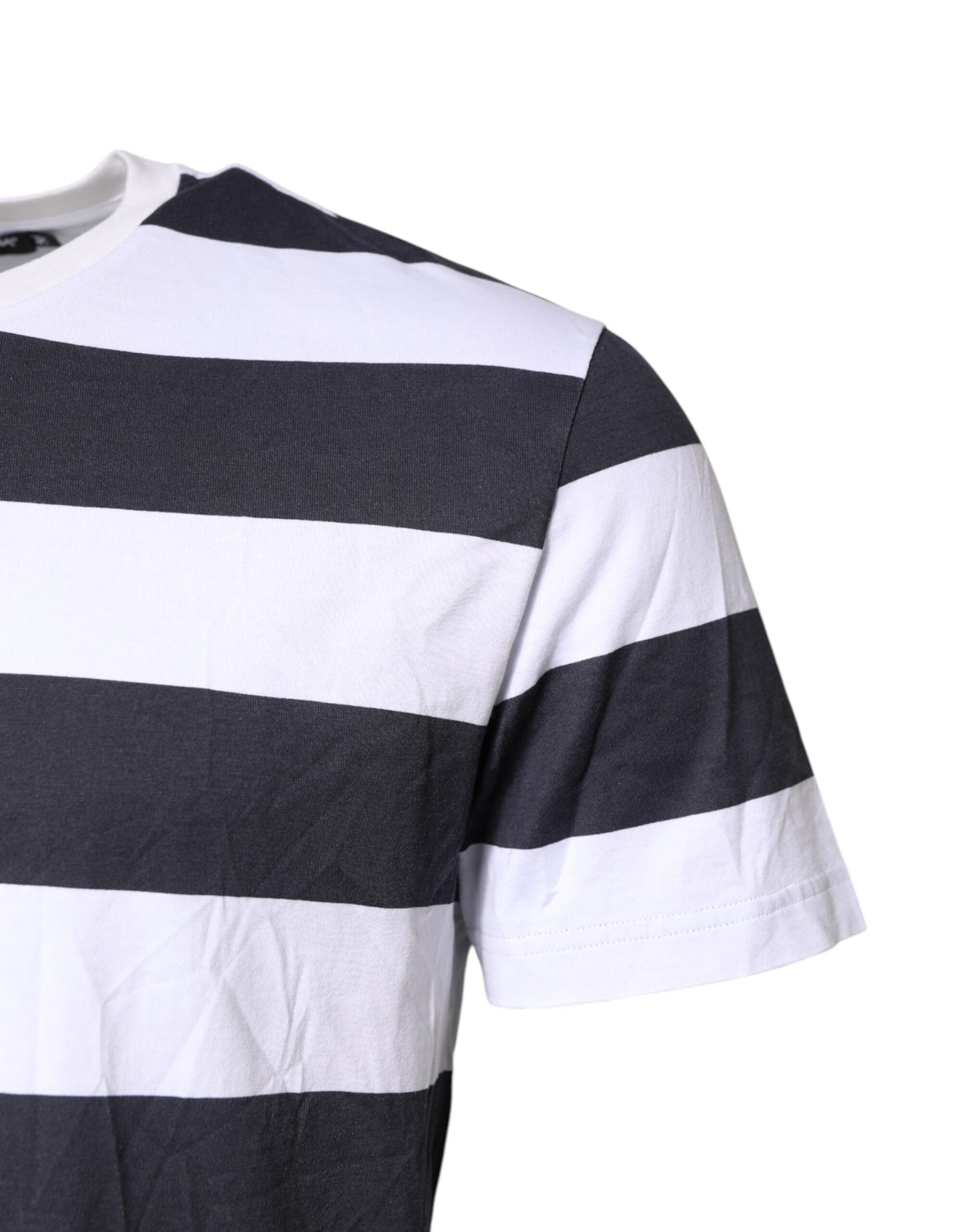 Blue White Striped DG MILANO Crew Neck T-shirt