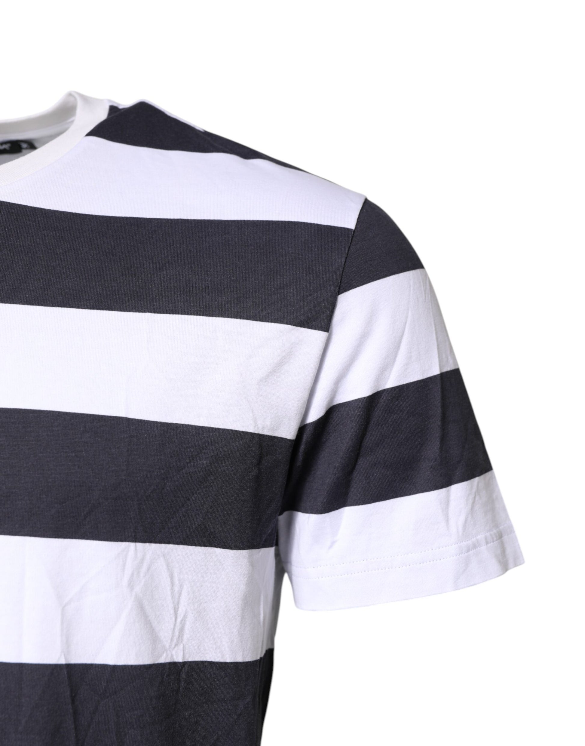 Blue White Striped DG MILANO Crew Neck T-shirt